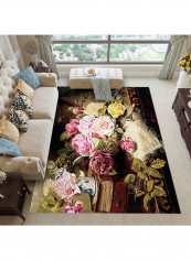 Floral Pattern Washable Soft Carpet Multicolour 120x160centimeter