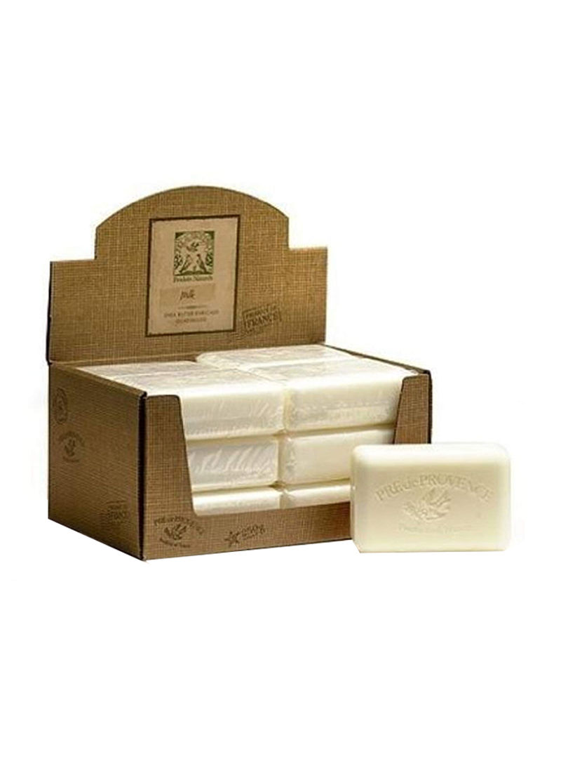 Pack Of 12 Milk Shea Butter Enriched Triple Milled Soaps White 250g