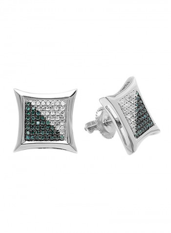 925 Sterling Silver 0.38 Ct White Diamond Kite Shape Stud Earrings