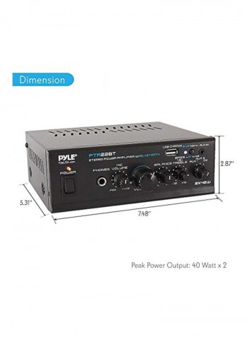 Compact Desktop Home Theater Stereo Amplifier Receiver PTA22BT Black