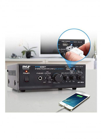 Compact Desktop Home Theater Stereo Amplifier Receiver PTA22BT Black