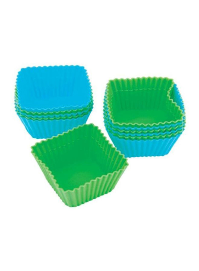 12-Piece Square Baking Cups Blue/Green 2inch