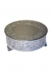 Decorative Aluminum Cake Stand Silver/Blue 20inch