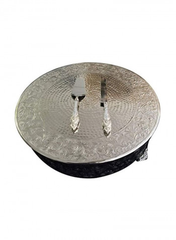 Decorative Aluminum Cake Stand Silver/Blue 20inch