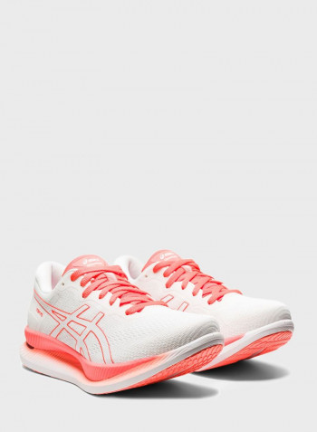 Comfortable Lace-Up Sport Shoes White/Neon Red