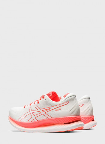 Comfortable Lace-Up Sport Shoes White/Neon Red