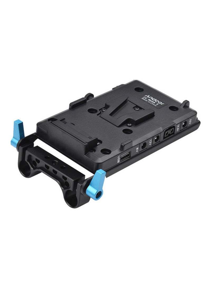 V - Type Battery Plate with 15mm Rod Clamp Black