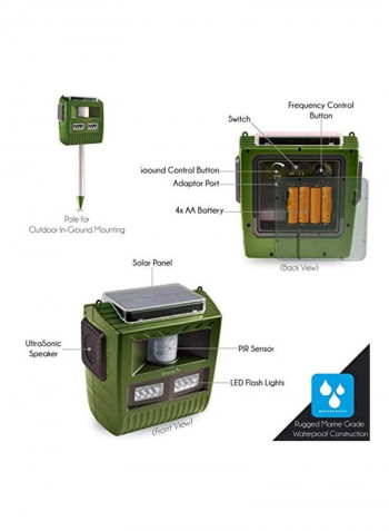 Waterproof Solar Pest Repeller Green/Silver
