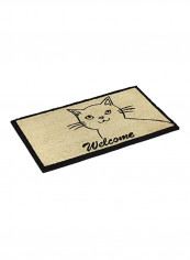 Cute Cat Design Coco Doormat Beige/Black 0.5x30x18inch
