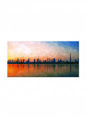 Cityscape Canvas Painting Multicolour 100x50centimeter