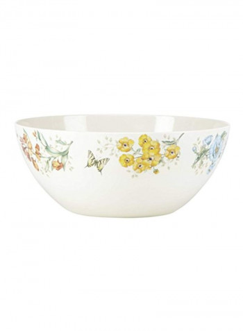 2-Piece Printed Melamine Serving Bowl Set White/Green/Purple