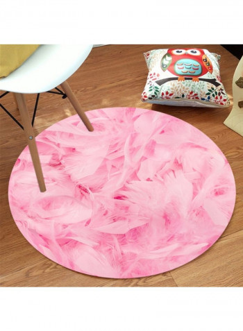 Feathers Pattern Durable Round Anti-Skidding Rug Multicolour Large
