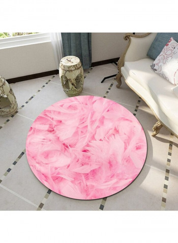 Feathers Pattern Durable Round Anti-Skidding Rug Multicolour Large