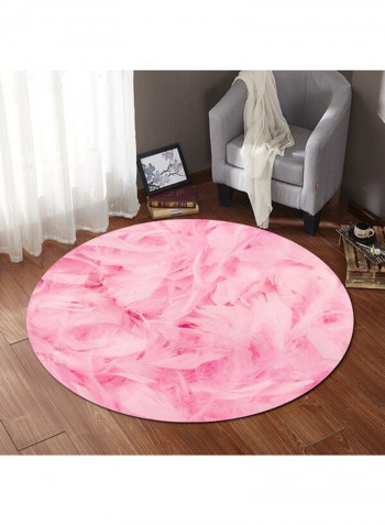 Feathers Pattern Durable Round Anti-Skidding Rug Multicolour Large