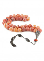 Yemen Agate Prayer Beads with Sterling Silver Components