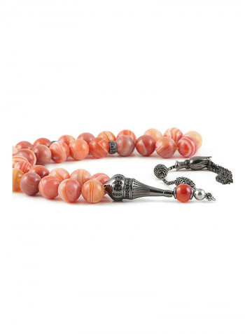 Yemen Agate Prayer Beads with Sterling Silver Components