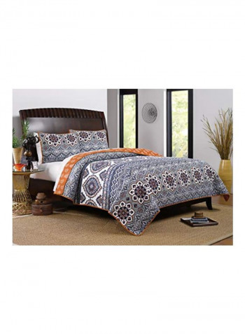 3-Piece Quilt Set White/Grey/Saffron King/Cal King