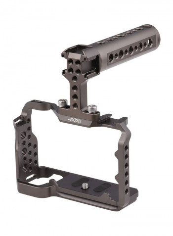 Camera Cage with Top Handle Grip and Side Handle Grip Set Grey/Brown