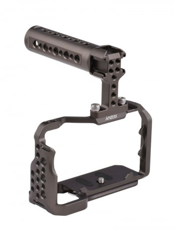 Camera Cage with Top Handle Grip and Side Handle Grip Set Grey/Brown