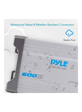 2-Channel 600W Marine Amplifier Receiver PLMRMP2A Grey