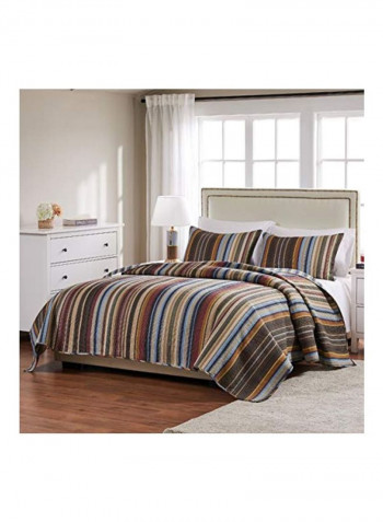 3-Piece Quilt Set Grey/Blue Queen