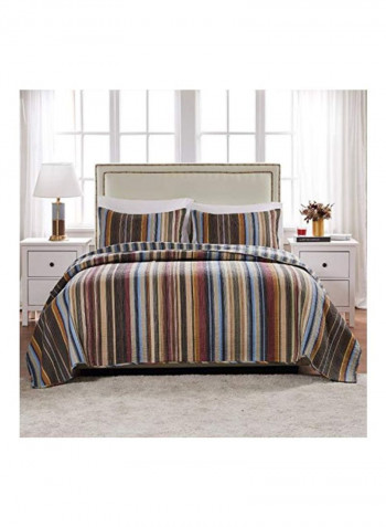 3-Piece Quilt Set Grey/Blue Queen