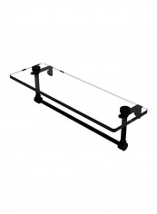 Vanity Glass Shelf With Towel Bar Clear/Matte Black 16inch