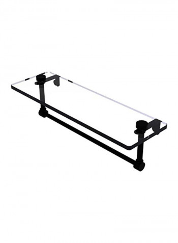 Vanity Glass Shelf With Towel Bar Clear/Matte Black 16inch