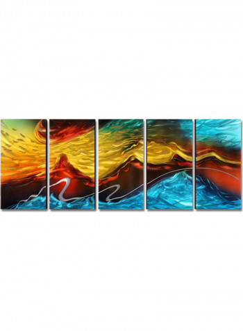 5-Piece Wave Seascape Waves Decorative MDF Wall Art Multicolour