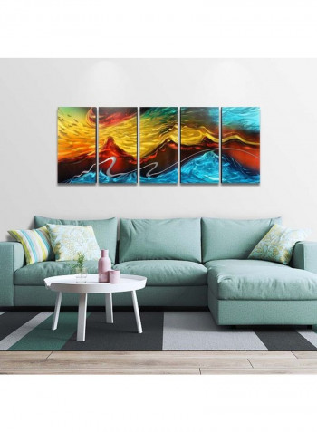 5-Piece Wave Seascape Waves Decorative MDF Wall Art Multicolour