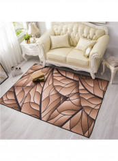 Leaves Pattern Print Carpet Brown 140x200centimeter