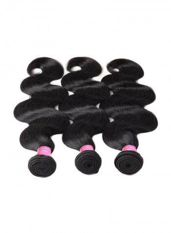 3-Piece Wavy Human Hair Extension Black