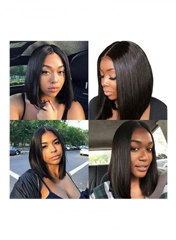 Lace Closure Human Hair Wig Black 14inch