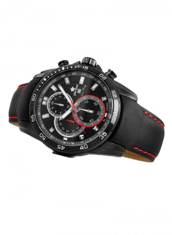 Men's Aragon Round Shape Leather Analog Watch 9753A-1A3