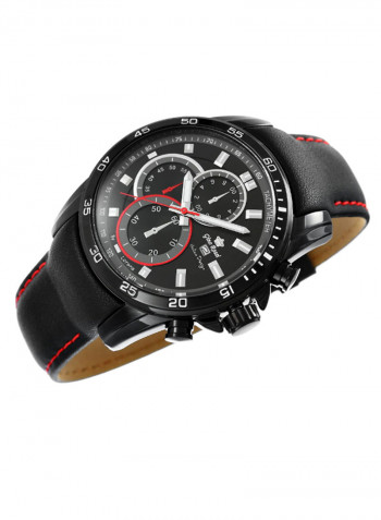 Men's Aragon Round Shape Leather Analog Watch 9753A-1A3