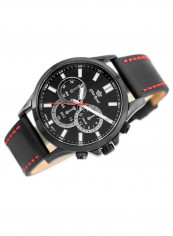 Men's Logan Round Shape Leather Analog Watch 8071A-1A3