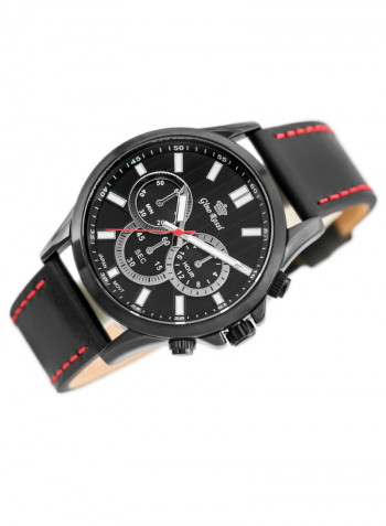 Men's Logan Round Shape Leather Analog Watch 8071A-1A3
