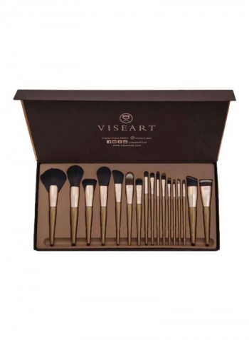 17-Piece Make Up Brush With Case Brown/Black