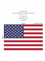 Satin Fabric Double-Sided Printed United State of America Conference Flag Red/White/Blue