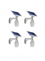 4-Piece Outdoor Solar Light Silver/Blue