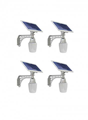 4-Piece Outdoor Solar Light Silver/Blue