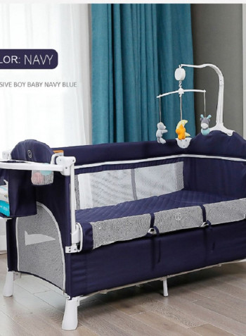 Playards Travel Bedside Crib With Comfortable Mattress Removable Wheels Diaper Changing Table Carry Bag And Musical Toys