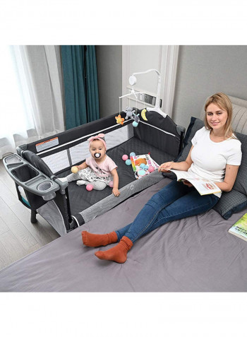Playards Travel Bedside Cribs Baby Cot With Comfortable Mattress Removable Wheels Diaper Changing Table Carry Bag And Musical Toys