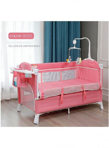 Playards Travel Bedside Cribs Baby Cot With Comfortable Mattress Removable Wheels Diaper Changing Table Carry Bag And Musical Toys
