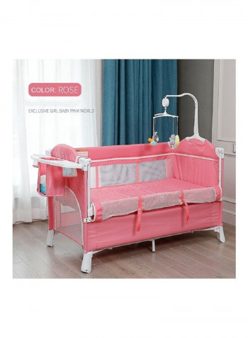 Playards Travel Bedside Cribs Baby Cot With Comfortable Mattress Removable Wheels Diaper Changing Table Carry Bag And Musical Toys