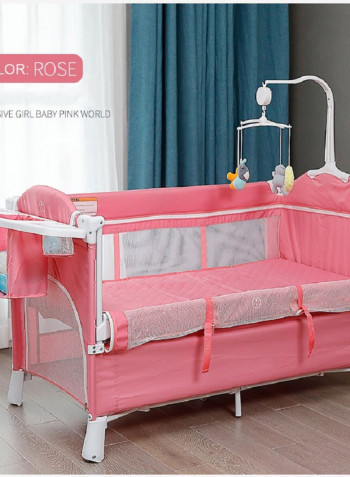 Playards Travel Bedside Cribs Baby Cot With Comfortable Mattress Removable Wheels Diaper Changing Table Carry Bag And Musical Toys