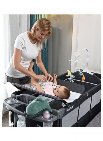 Playards Travel Bedside Cribs Baby Cot With Comfortable Mattress Removable Wheels Diaper Changing Table Carry Bag And Musical Toys