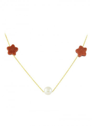4-Piece 18 Karat Gold Star Shape Sunstones Jewellery Set