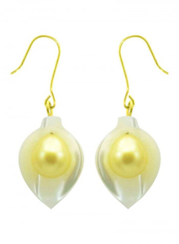 18 Karat Gold Calla Lily Mother Of Pearl Earrings