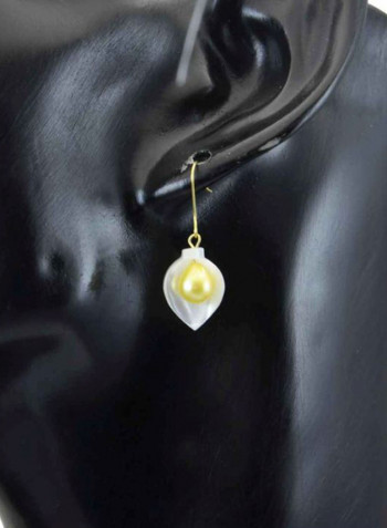 18 Karat Gold Calla Lily Mother Of Pearl Earrings